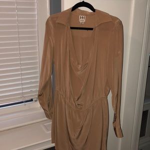 Haute Hippie blush colored silk cowl neck dress
